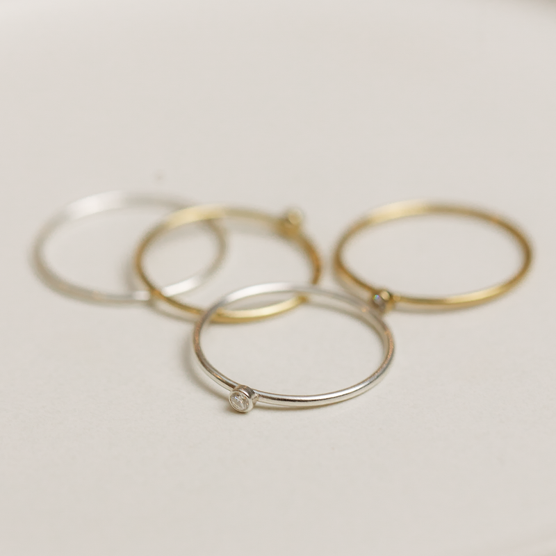 925 Sterling Silver Stacking Ring - Clear CZ Stone