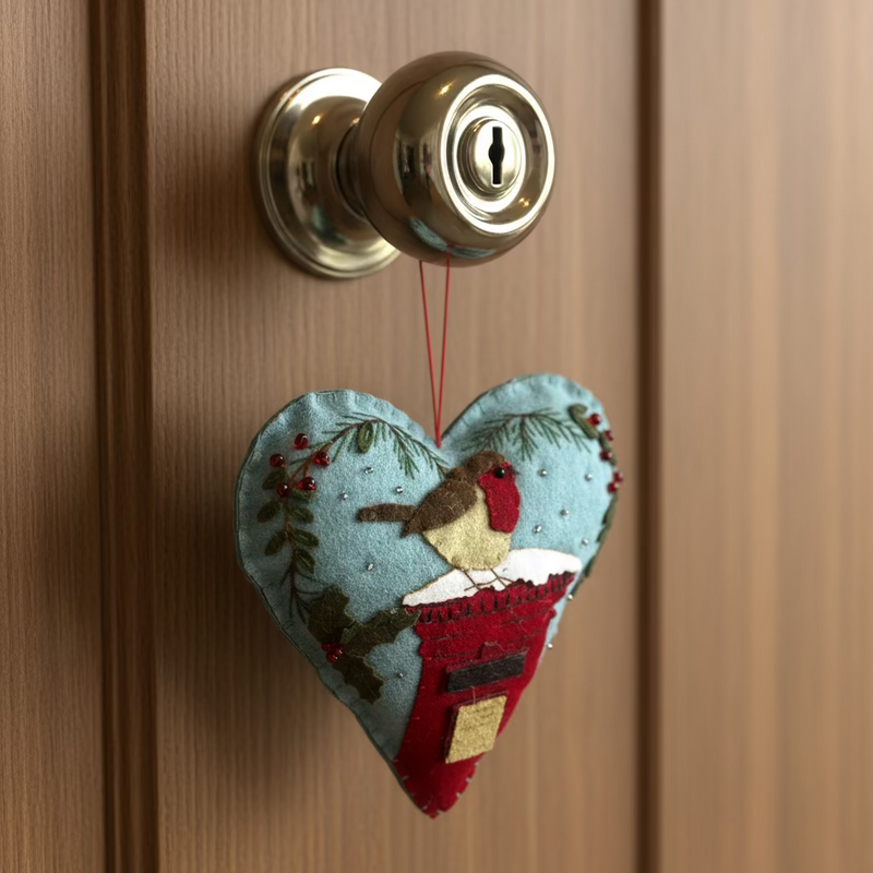 Felt Robin on Postbox Heart