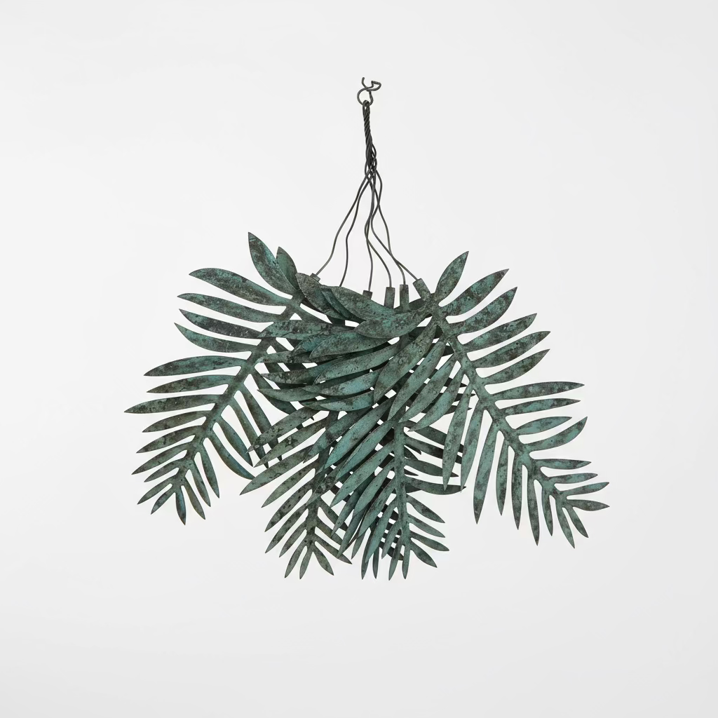 Decorative wreath with green leaves on a plain background