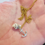 Seashell and Anchor Necklace 14ct Yellow Gold