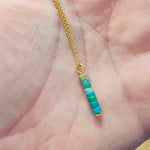 Turquoise Afghan Bead Necklace 14ct Yellow Gold