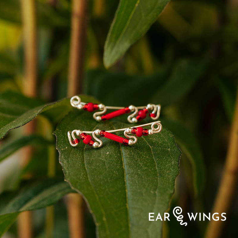 Ear Wings Crimson Poppy 925 Sterling Silver