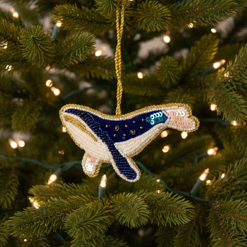 Hand Embroidered Whale