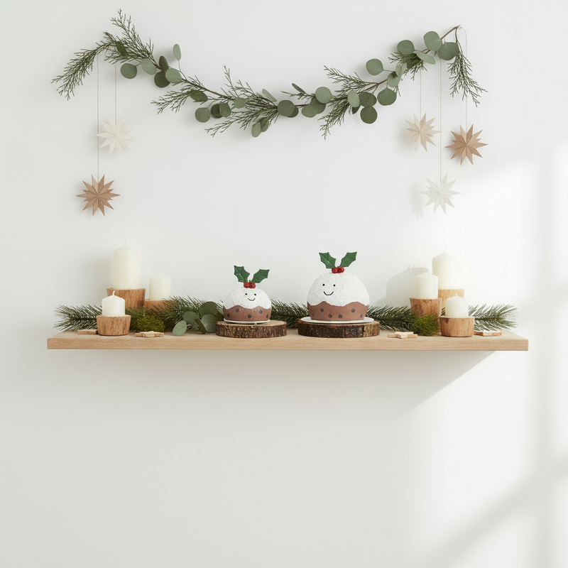 Pair of Happy Christmas Puddings