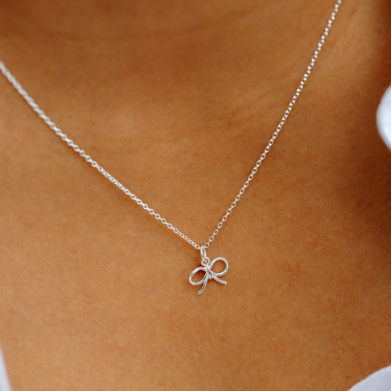 Dainty Bow Necklace Sterling Silver