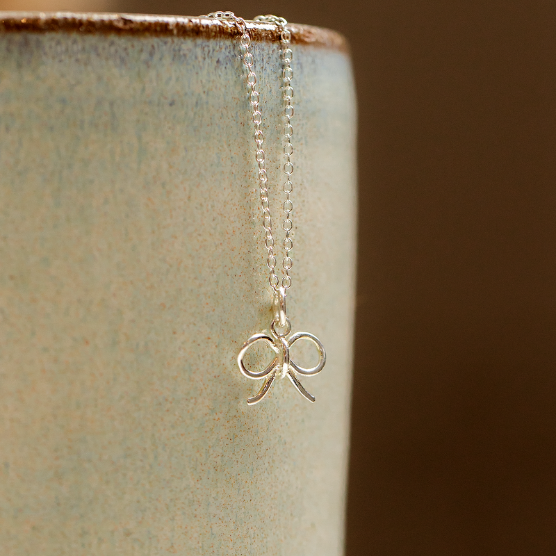 Dainty Bow Necklace Sterling Silver