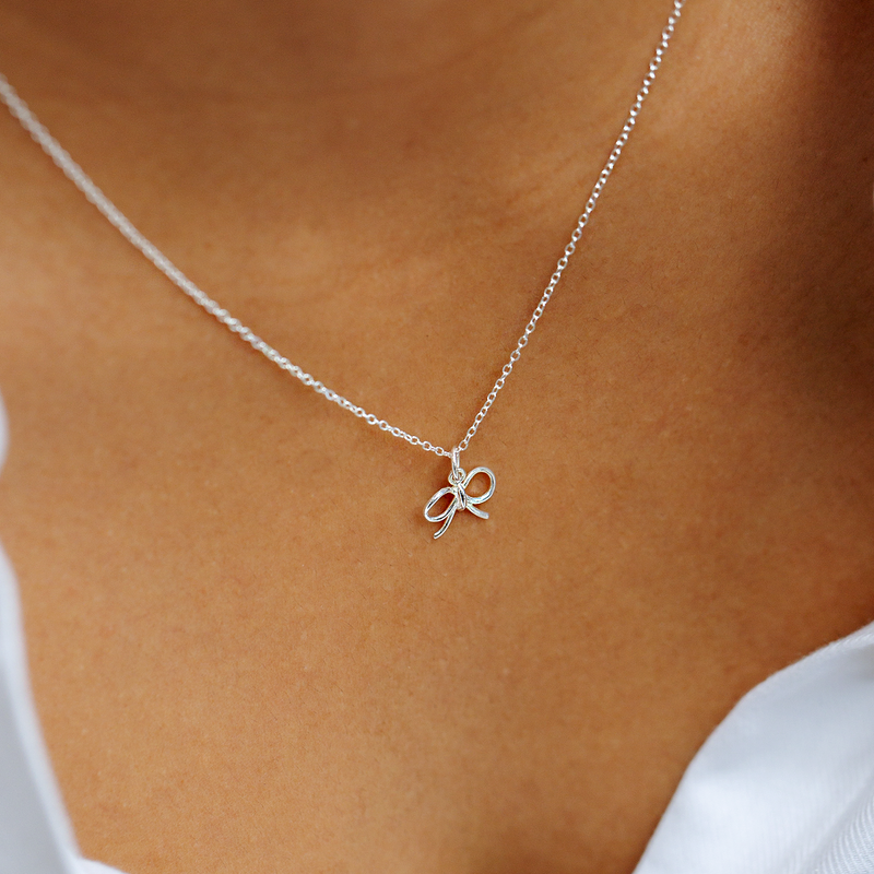 Dainty Bow Necklace Sterling Silver