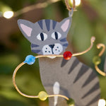 Grey Cat with Christmas Lights
