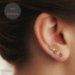 Ear Wings Clear Crystals and Cream Pearls 14ct Yellow Gold
