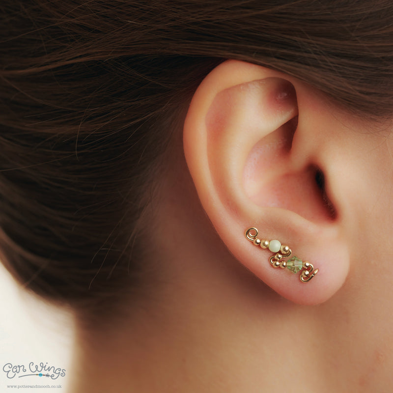 Ear Wings Chrysolite 14ct Yellow Gold