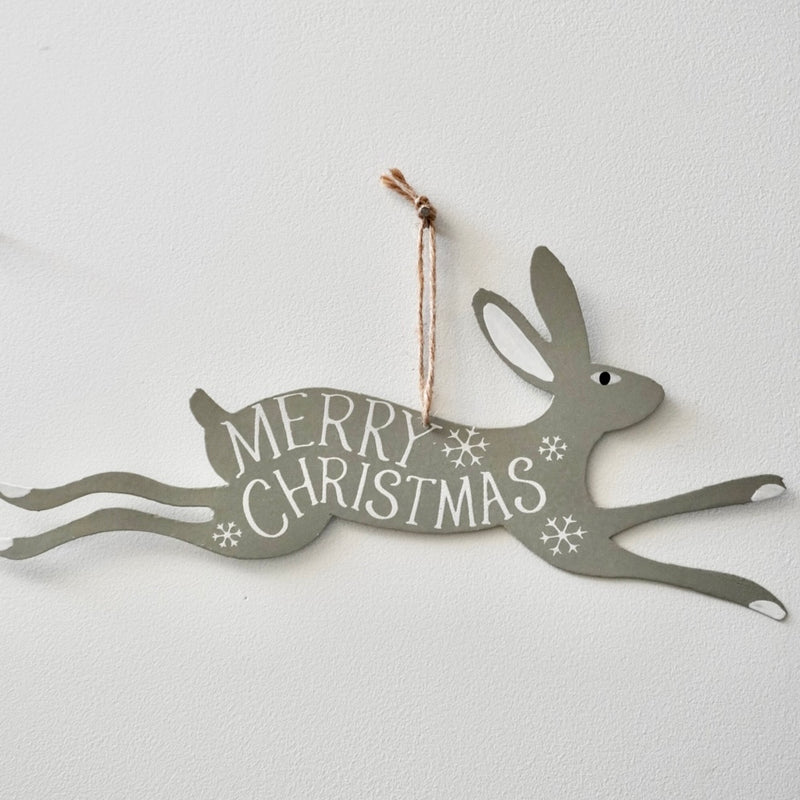 Grey Hare Christmas Sign
