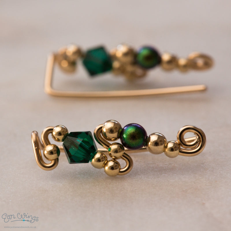 Ear Wings Emerald 14ct Yellow Gold