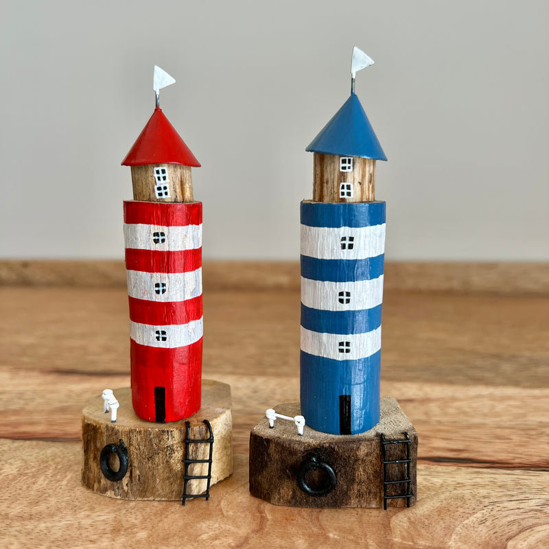 Red or Blue Striped Lighthouse