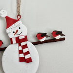 Hanging Snowman Holding Robins