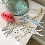 Hand Painted Tin Hares - Set of 3
