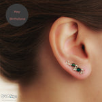 Ear Wings Emerald Sterling Silver