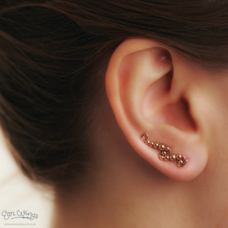 Ear Wings Round Beads 14ct Rose Gold