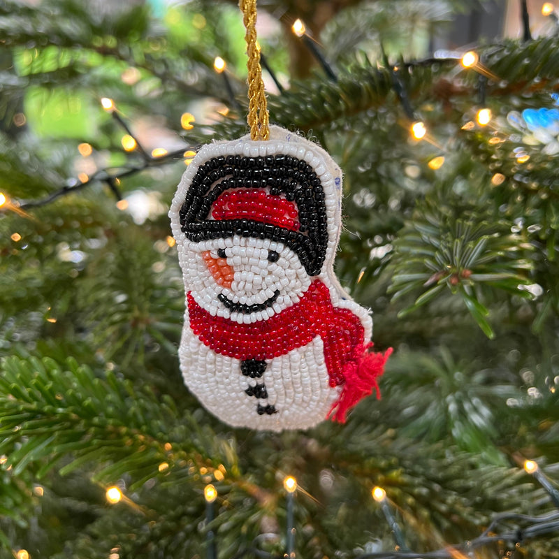 Seed Bead Snowman Decoration